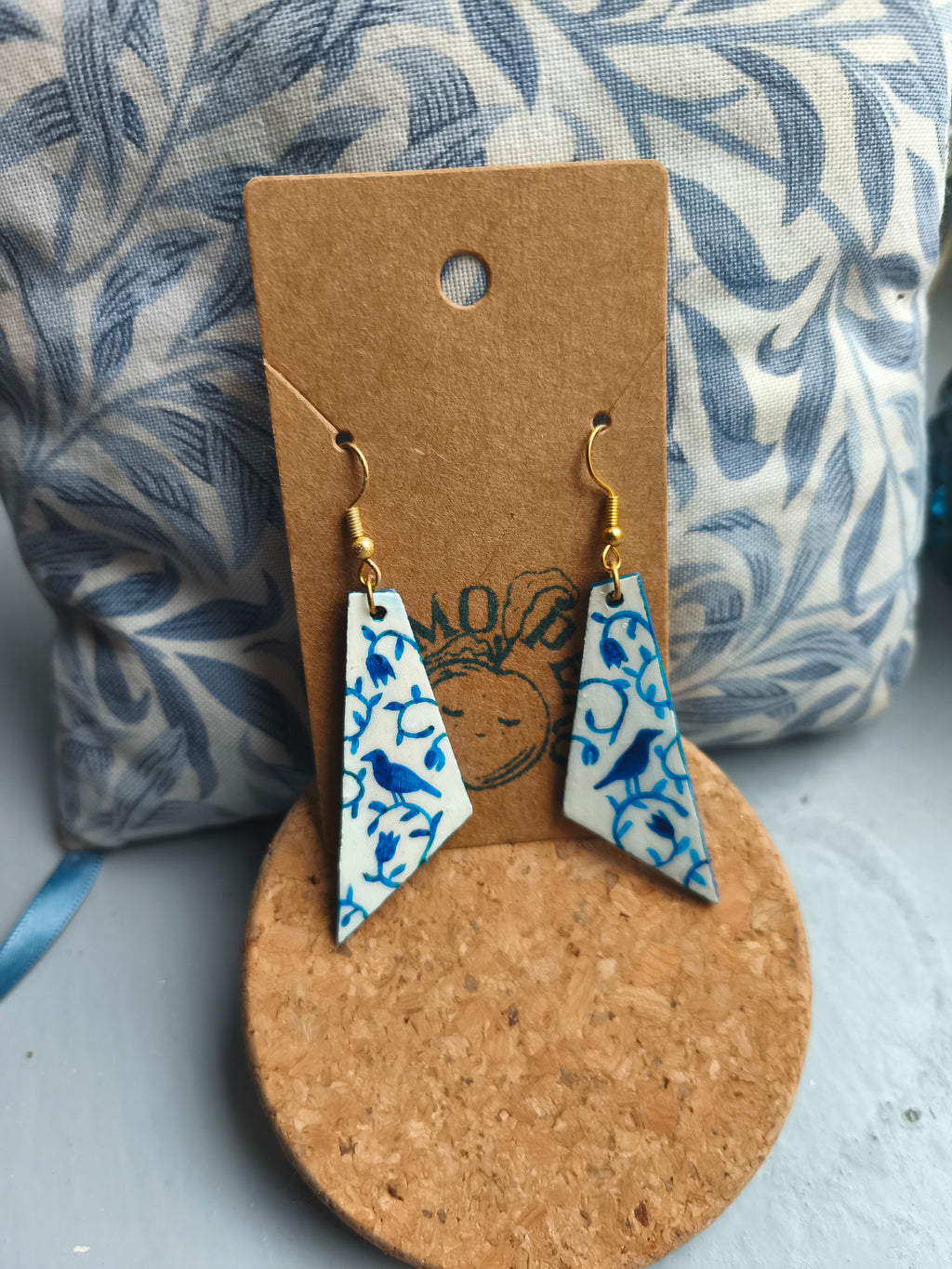 Blue bird earrings (angular)