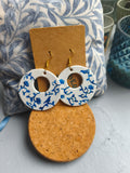 Blue bird earrings (round)