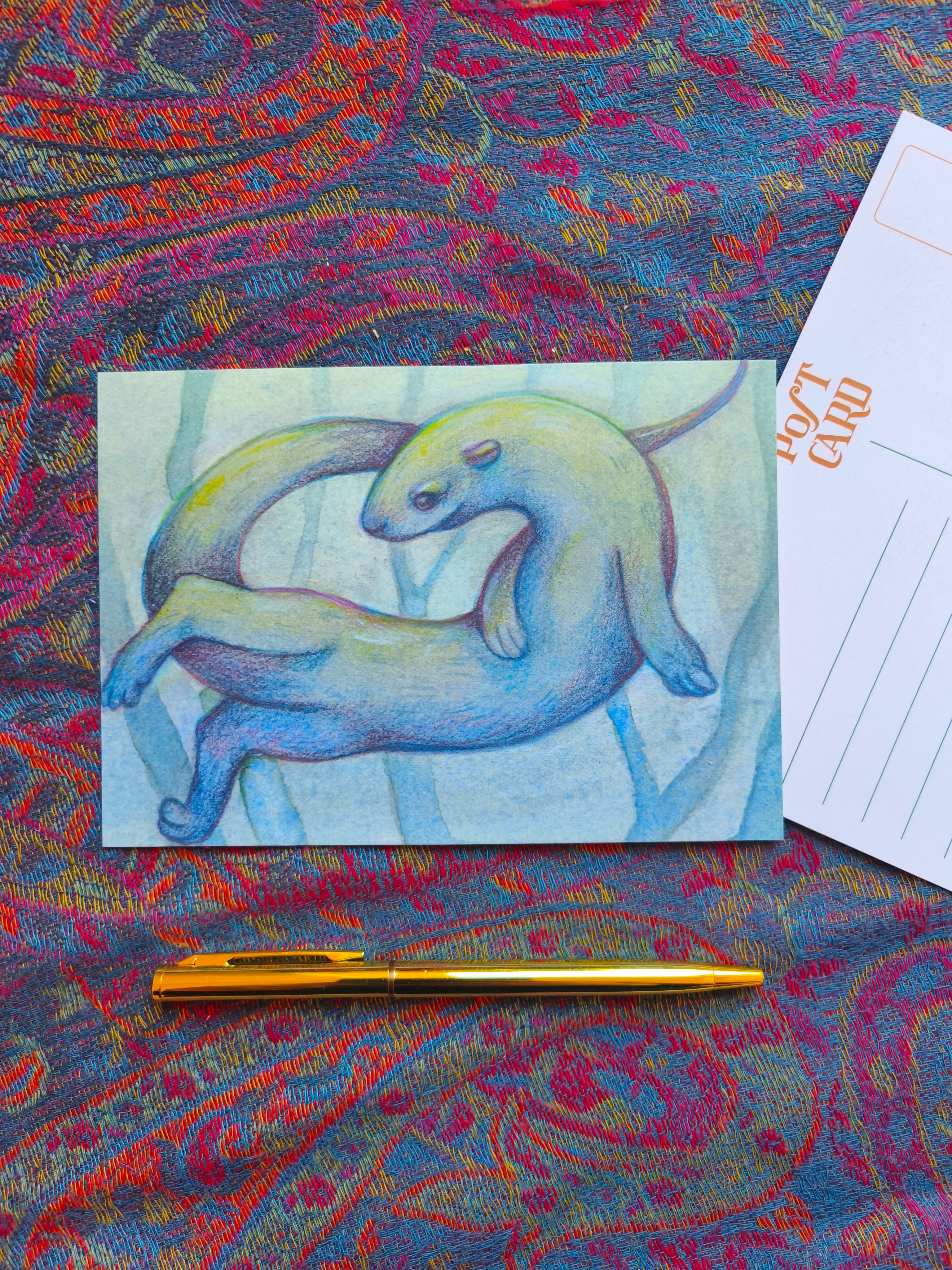 Otter illustration Postcard