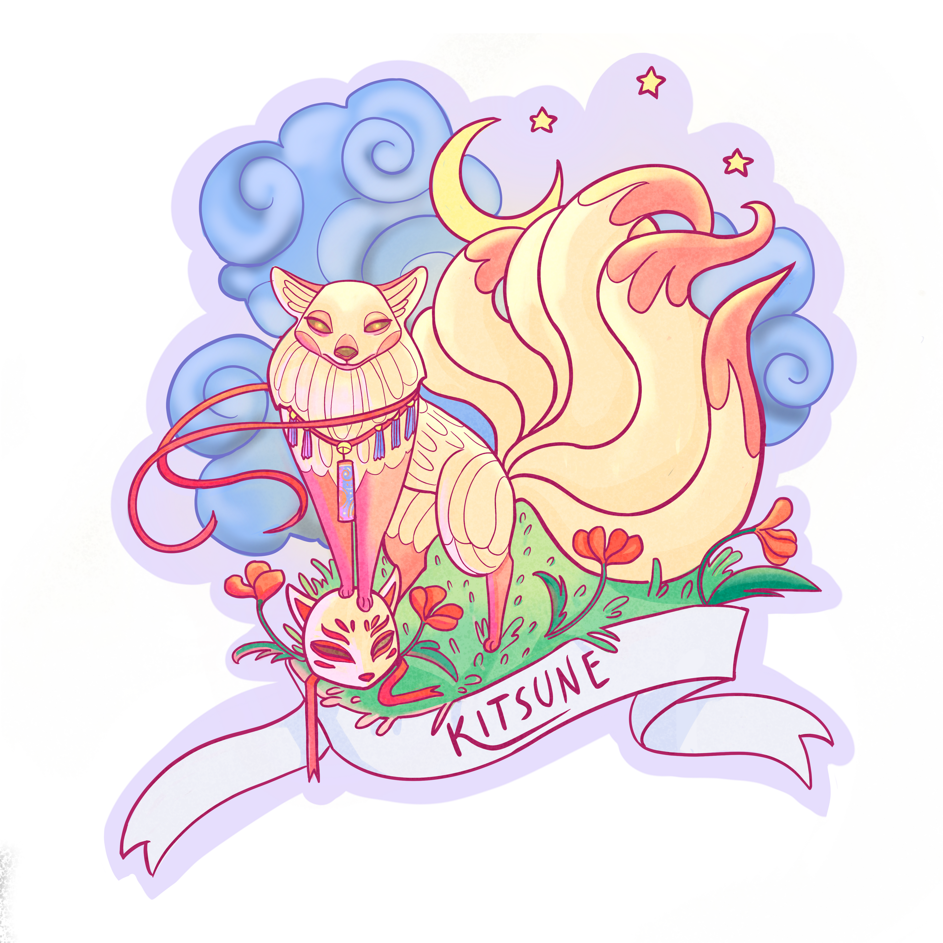 Kitsune Big Sticker